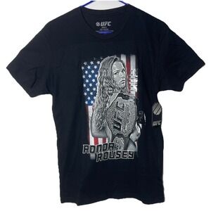 Ronda Rousey UFC T-Shirt Small NWT Black 2012 Zuffa Champion USA Flag